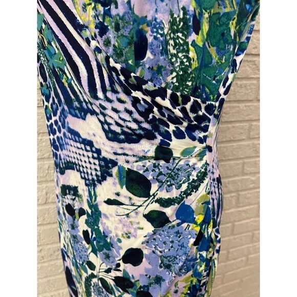 Connected Apparel Women Sleeveless Multicolored Faux Wrap Sheath Dress Size 10 - Picture 7 of 10